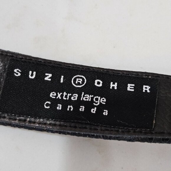 Suzi Roher Extra Large Black Leather Waist or Hip Belt With Silver Chain Accent - Picture 8 of 10